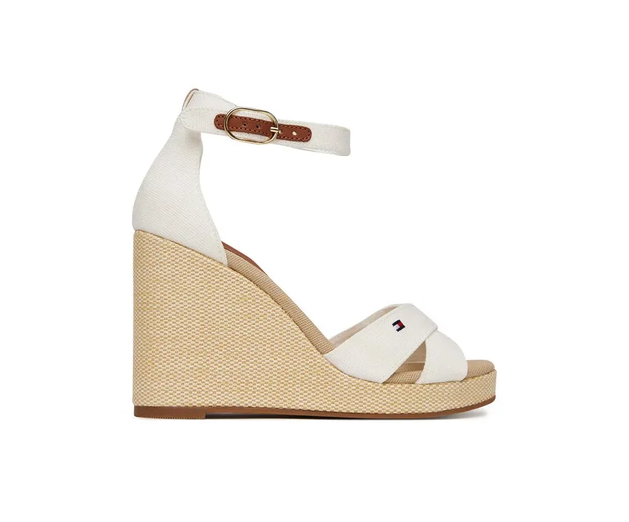 obrazek 1 Tommy Hilfiger Sandały Flag High Wedge Espad Crisscross FW0FW08661 Écru