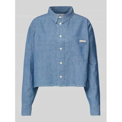Zdjęcie Bluzka krótka z materiału stylizowanego na denim