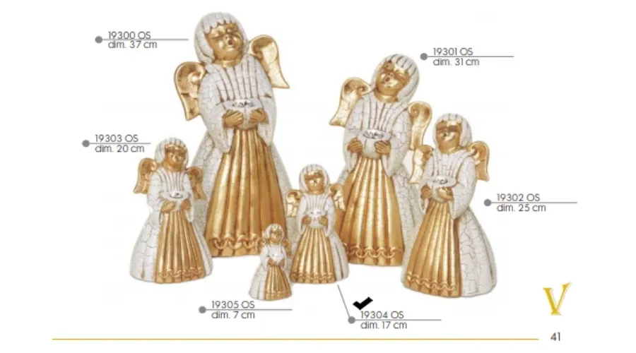 obrazek 1 Włoski, ceramiczny, śpiewający anioł z kryształem 17cm - Valle d'oro Patchi