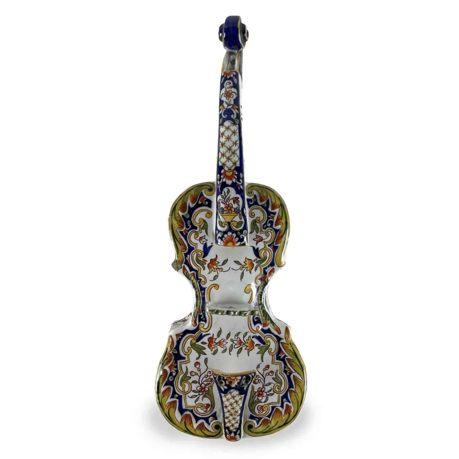 obrazek 1 Ceramiczna antyczna dekoracja skrzypcowa Rouen z XIX wieku