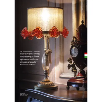 Picture Table lamp in brass and Murano glass decorated with an organza lampshade – Il Paralume Marina