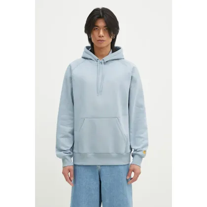 Zdjęcie Carhartt WIP bluza Hooded Chase Sweat męska kolor turkusowy z kapturem gładka I033661.2MYXX