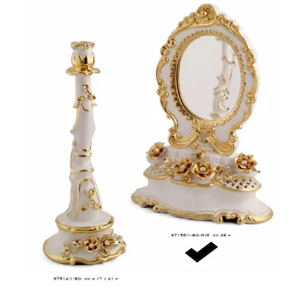 Picture Exclusive, baroque ceramic mirror with gold decorations - Bruno Costenaro
