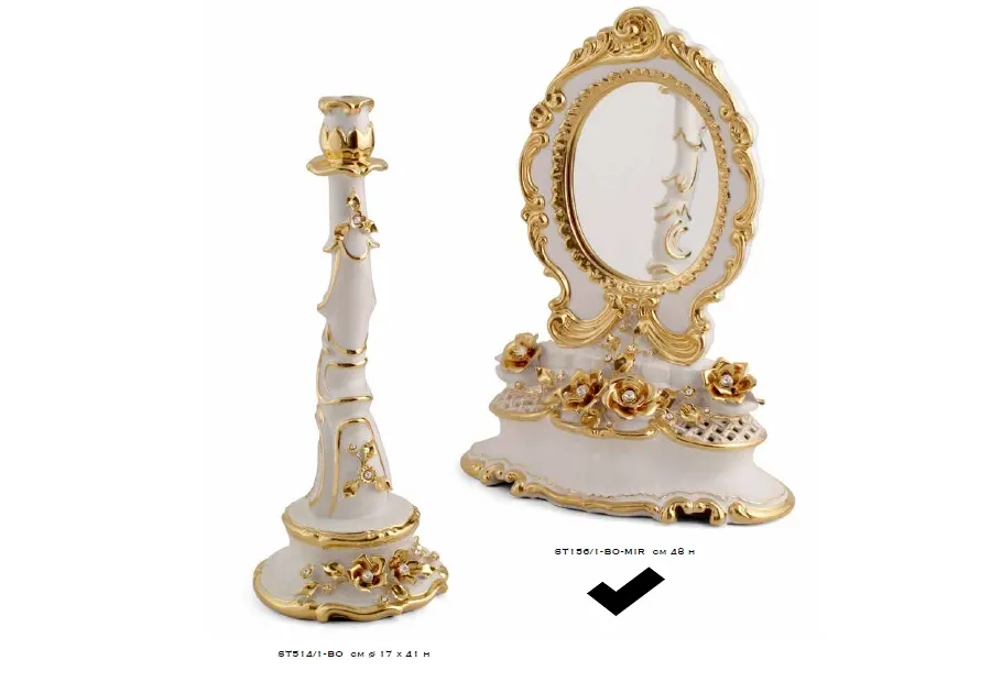picture 1 Exclusive baroque ceramic mirror with golden decorations - Bruno Costenaro