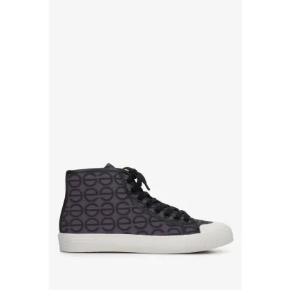 Zdjęcie Estro: Wysokie trampki damskie z czarno-fioletowym nadrukiem