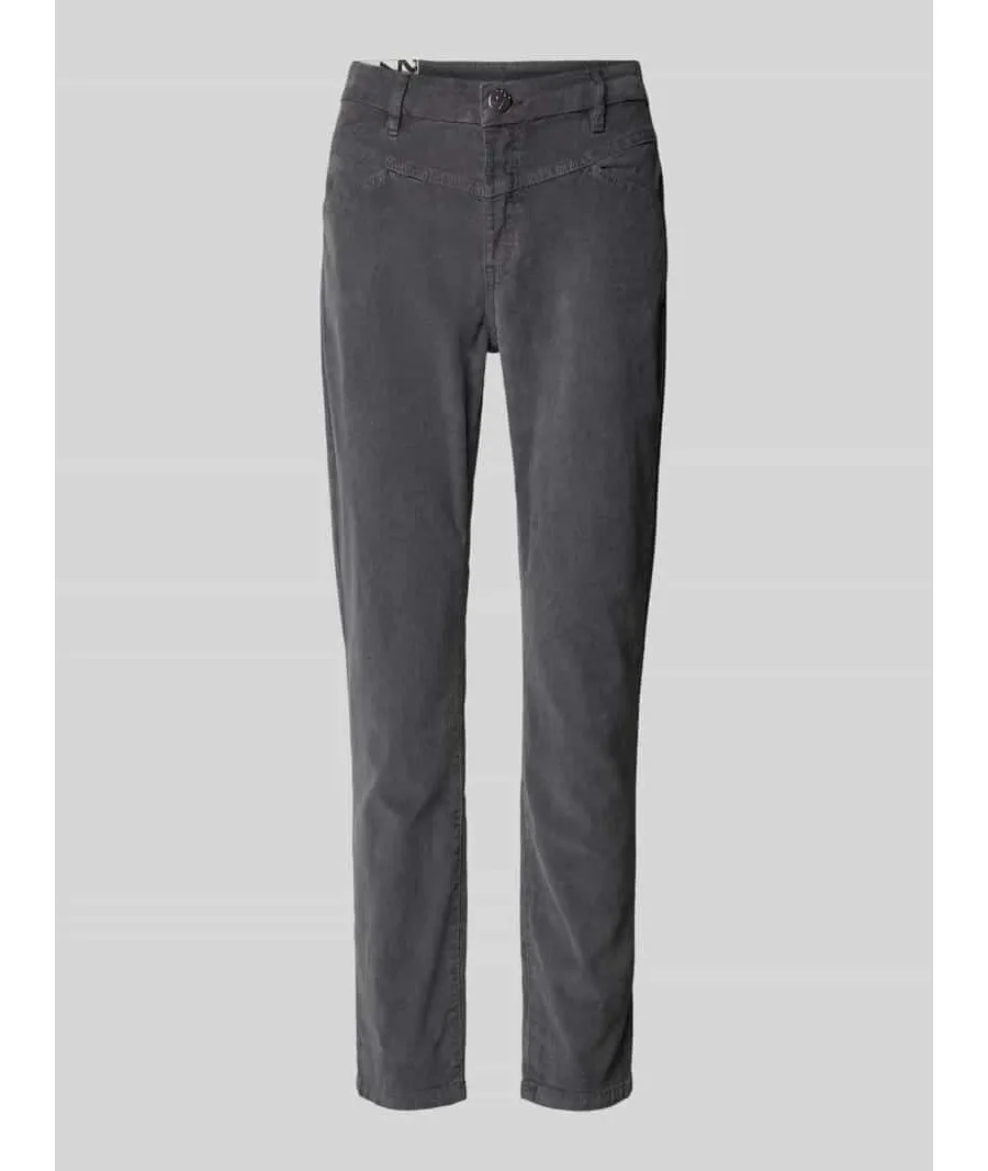 obrazek 1 Spodnie sztruksowe o kroju slim fit z zapięciem na guzik model ‘Evita’