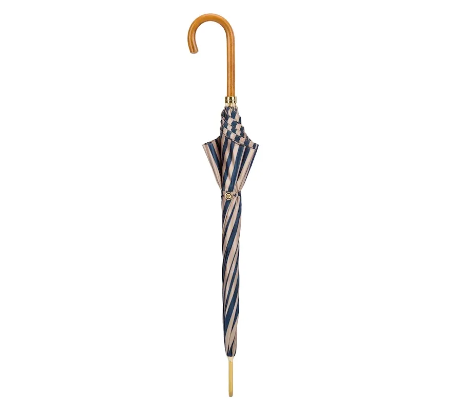 obrazek 2 Klasyczny ponadczasowy parasol damski w niebieskie paski – Pasotti