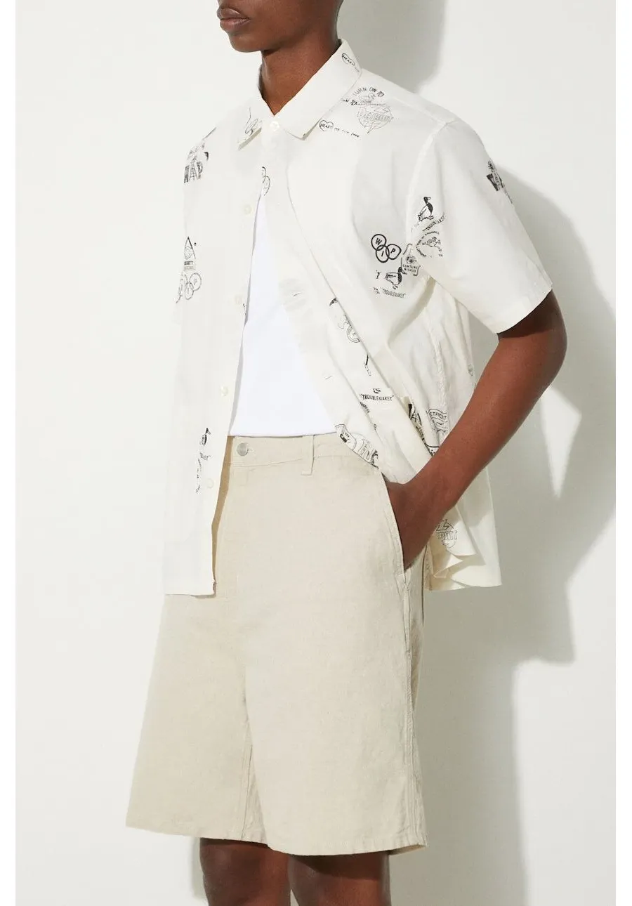 obrazek 1 Carhartt WIP szorty z domieszką lnu Walter Single Knee Short kolor beżowy I033583.502