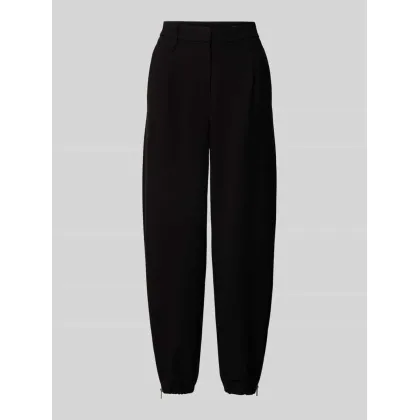 Zdjęcie Spodnie materiałowe o kroju tapered fit z zakładkami w pasie model ‘Olivia’