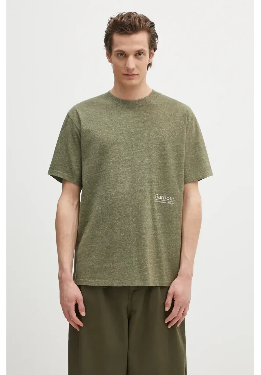 obrazek 1 Barbour t-shirt Barbour Calton Linen Blend OS Fit T-Shirt męski kolor zielony z aplikacją MTS1404