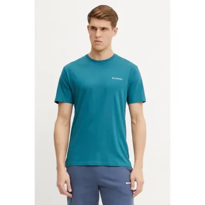 Zdjęcie Columbia t-shirt bawełniany North Cascades męski kolor zielony z nadrukiem 1834041.