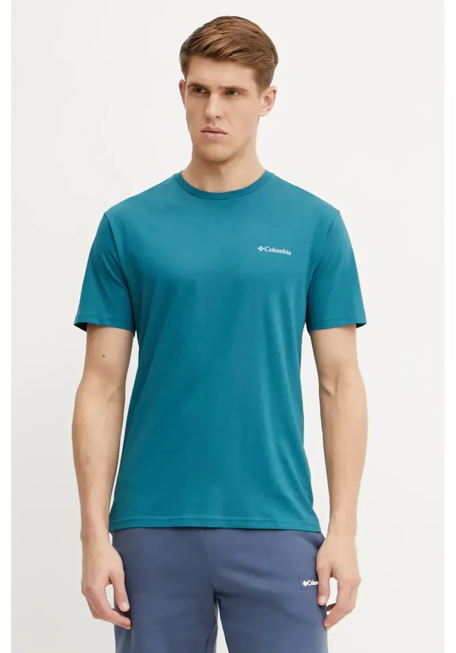 obrazek 1 Columbia t-shirt bawełniany North Cascades męski kolor zielony z nadrukiem 1834041.