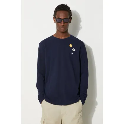 Zdjęcie Wood Wood longsleeve bawełniany Mel kolor granatowy z aplikacją 10235402.2323.NAVY-NAVY