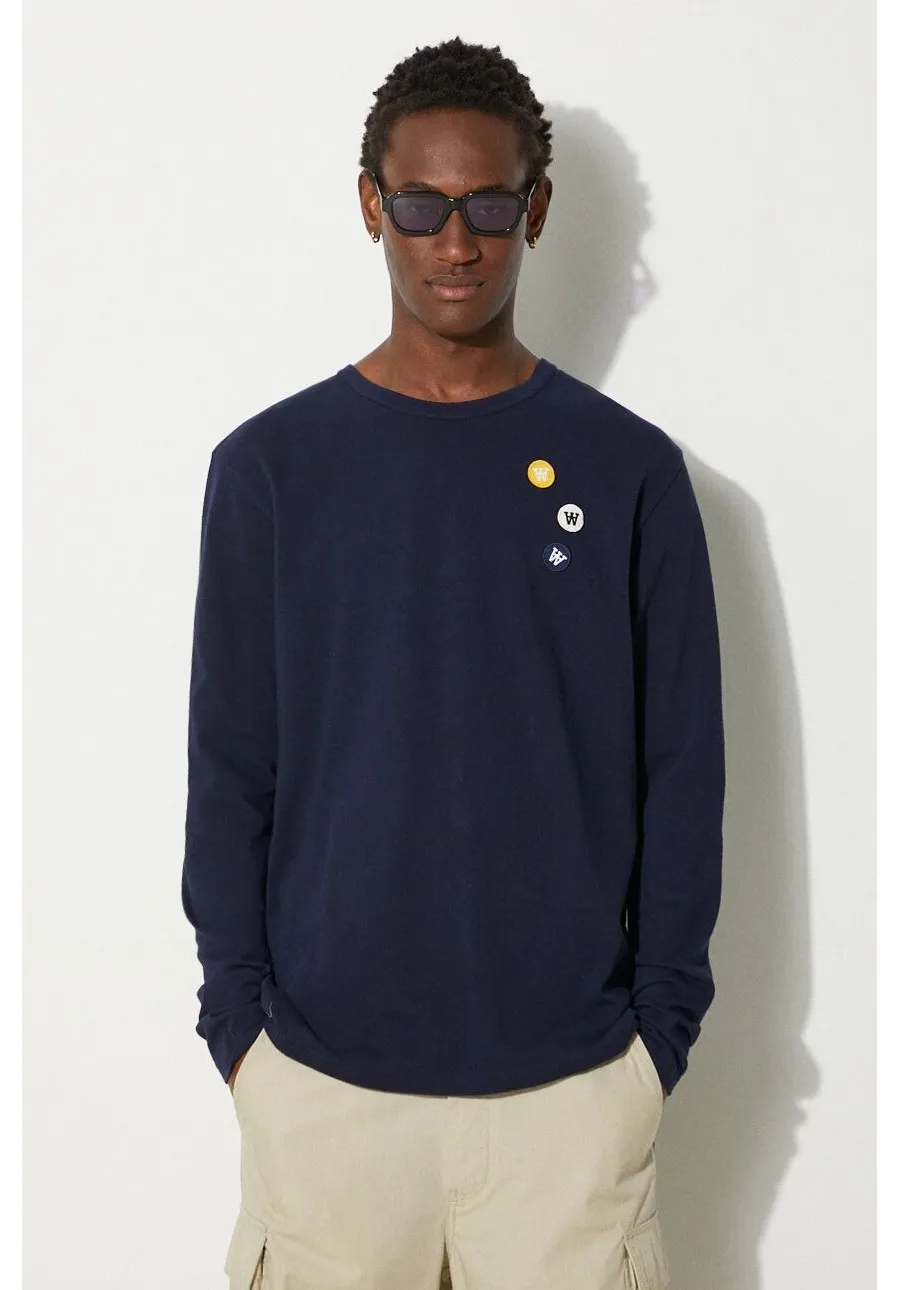 obrazek 1 Wood Wood longsleeve bawełniany Mel kolor granatowy z aplikacją 10235402.2323.NAVY-NAVY