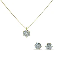 Picture Classic jewelry set made of yellow gold and cubic zirconia