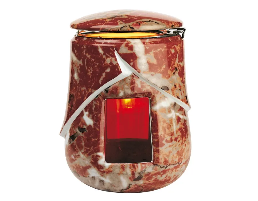obrazek 1 Porcelanowy znicz na nagrobki ze zdobieniem marmurowym w kolorze czerwonym