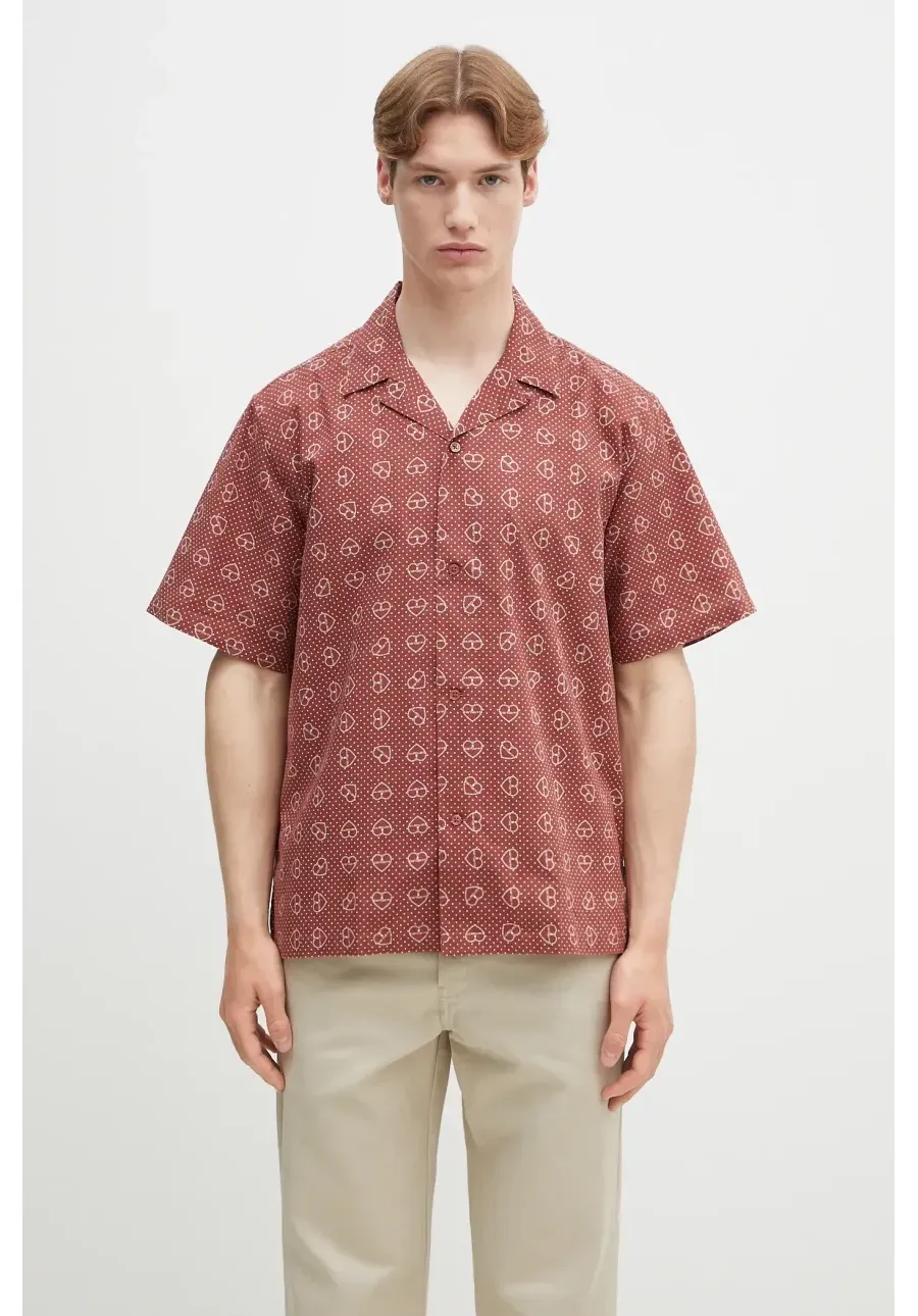 obrazek 1 Carhartt WIP koszula bawełniana S/S Furoshiki Shirt męska kolor brązowy relaxed I034549
