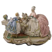 Picture Italian porcelain figurine of woman at a piano