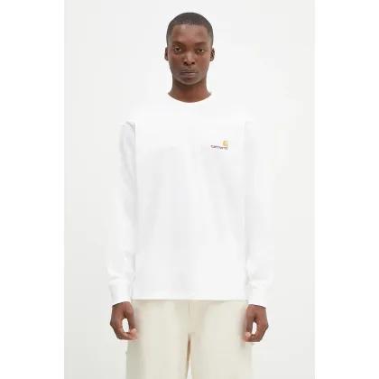 Zdjęcie Carhartt WIP longsleeve bawełniany Longsleeve American Script T-Shirt kolor biały gładki I029955.WHITE-WHITE