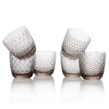 Zdjęcie Zestaw pięknie zdobionych 6 szklanek do wody Sixties w kolorze szarym – IVV