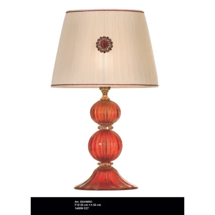 Picture Murano glass lamp with two red and gold bowls with a conical shade – Il Paralume Marina