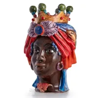 Zdjęcie Stylowa sycylijska ceramiczna rzeźba głowy kobiety