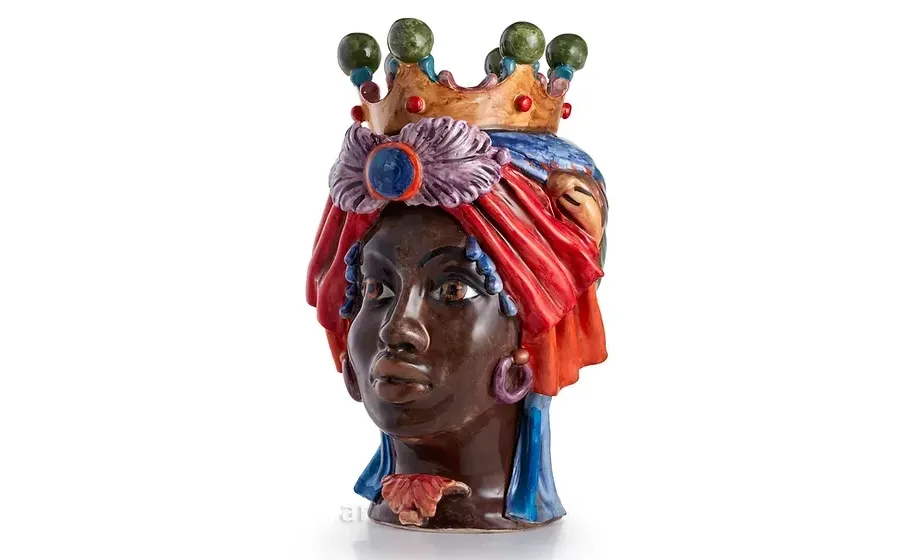 obrazek 1 Stylowa sycylijska ceramiczna rzeźba głowy kobiety