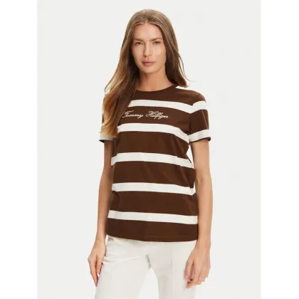 Zdjęcie Tommy Hilfiger T-Shirt Script WW0WW45746 Brązowy Regular Fit
