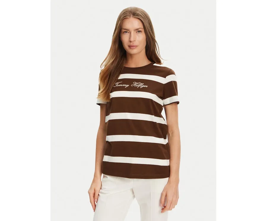 obrazek 1 Tommy Hilfiger T-Shirt Script WW0WW45746 Brązowy Regular Fit