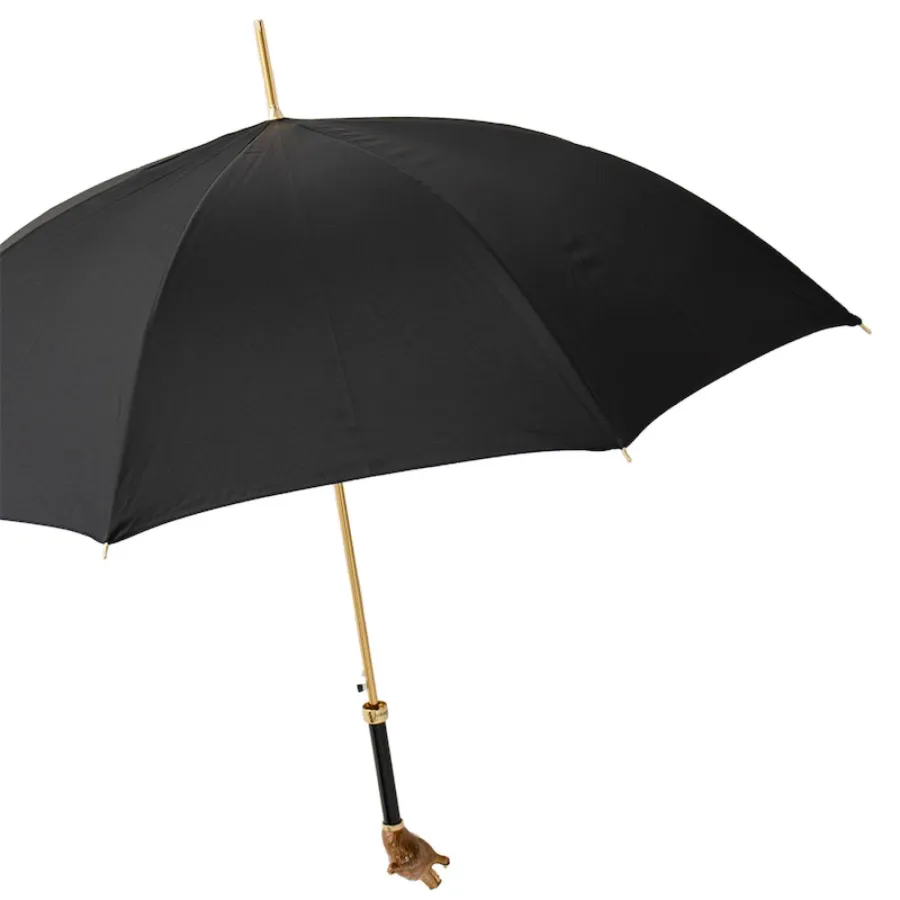 obrazek 7 Stylowy czarny parasol męski z rączką w kształcie głowy niedźwiedzia – Pasotti