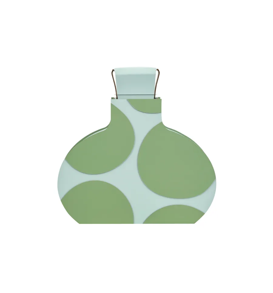 obrazek 1 Skórzany wazon Otto 9x37xH38 cm w kolorze jasnego błękitu i eukaliptusa