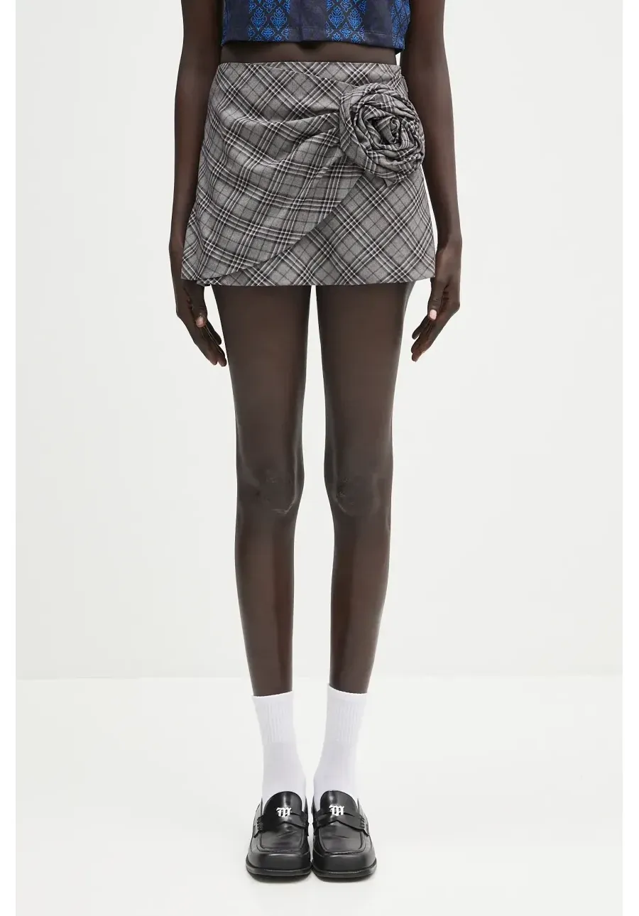 obrazek 1 AMBUSH spódnica wełniana Check Rose Skirt kolor szary mini rozkloszowana 12115390