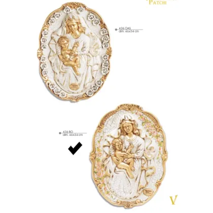 Picture Beautiful oval plate with a bas-relief of Madonna and child - Valle d'oro Patchi
