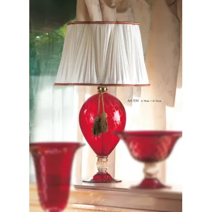 Picture Murano glass table lamp with gold decoration and lampshade - Il Paralume Marina