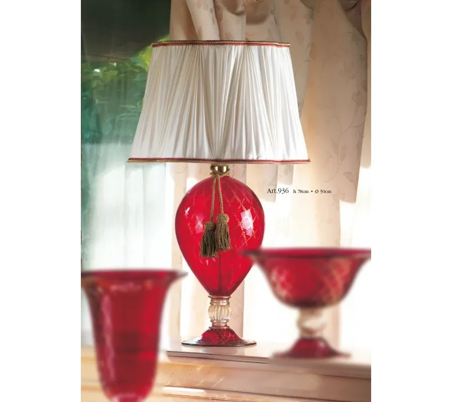 obrazek 1 Lampa stołowa ze szkła Murano ze złotą dekoracją i kloszem - Il Paralume Marina