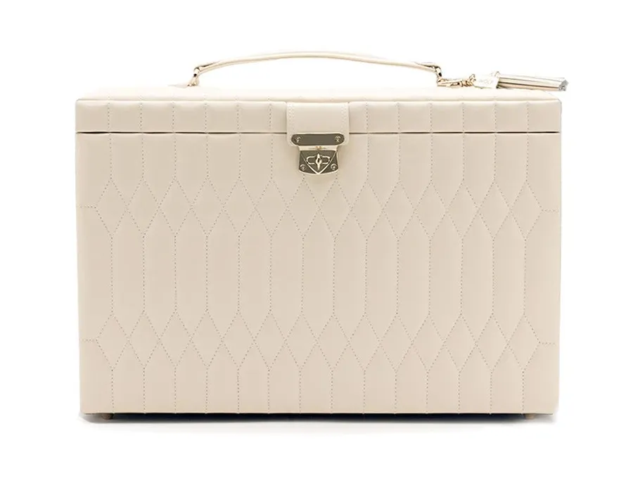 obrazek 2 Szkatułka Caroline Extra Large Ivory z pikowanej skóry