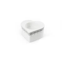 Zdjęcie Stylowy świecznik z porcelany w kształcie serca z delikatnym zdobieniem - Leander