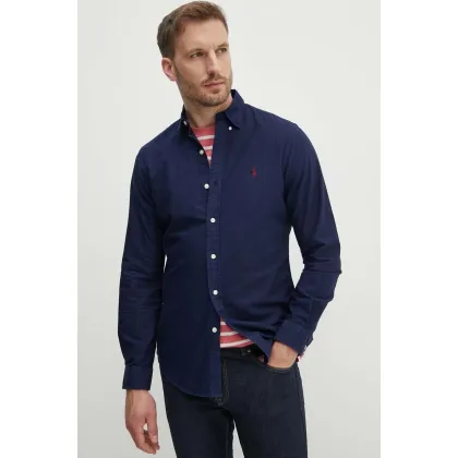 Zdjęcie Polo Ralph Lauren koszula bawełniana męska kolor granatowy slim z kołnierzykiem button-down 710767828