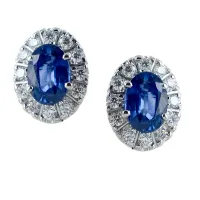 Zdjęcie Stylowe włoskie kolczyki z szafirami i diamentami – model duży
