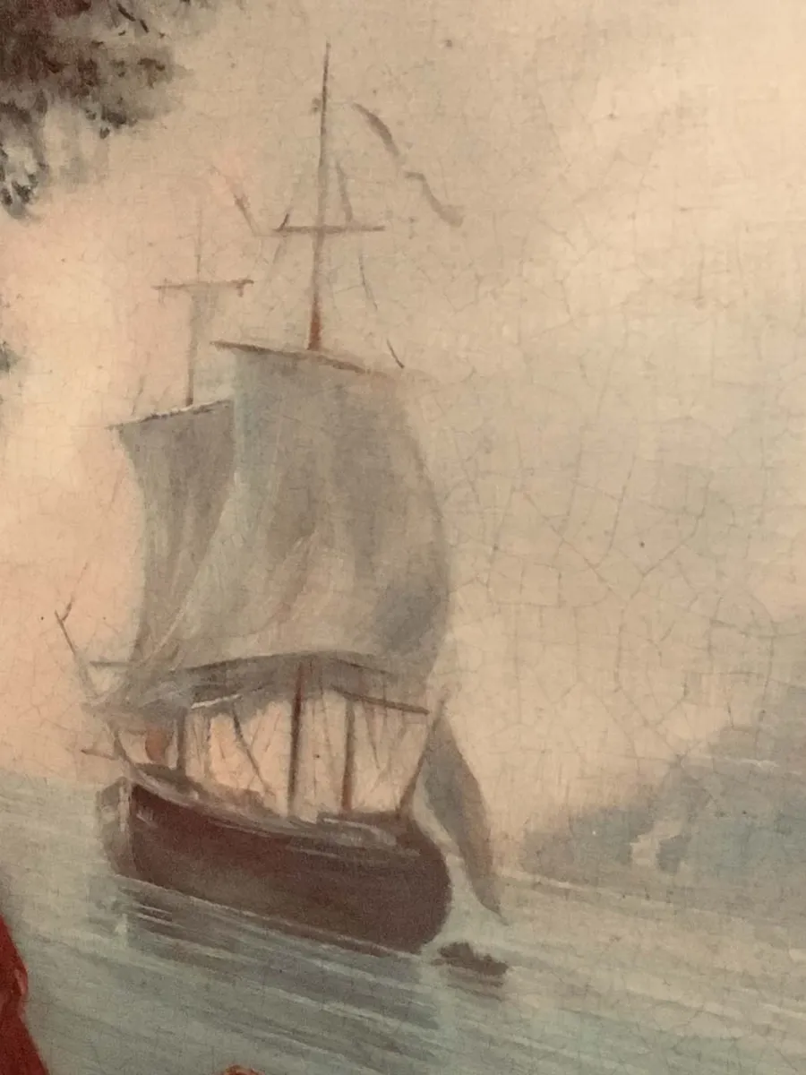 obrazek 12 Zjawiskowy obraz na płótnie z krajobrazem i postaciami 90x110 cm - Angelo Granati