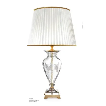 Zdjęcie Stylowa lampa stołowa z włoskiego kryształu z grawerem konia - Il Paralume Marina
