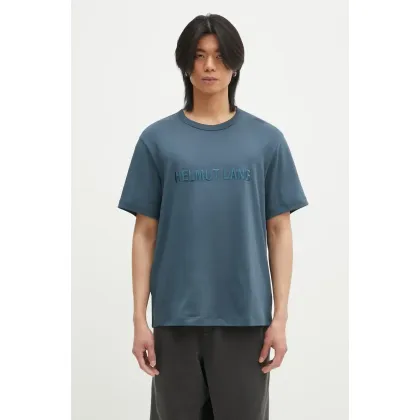 Zdjęcie Helmut Lang t-shirt bawełniany Logo Ov Tee.Hvy Ever męski kolor turkusowy z aplikacją O04HM599