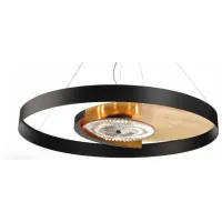 Zdjęcie Lampa sufitowa w formie pierścienia z matowego czarnego metalu ze złotą soczewką i dyfuzorem - Il Paralume Marina
