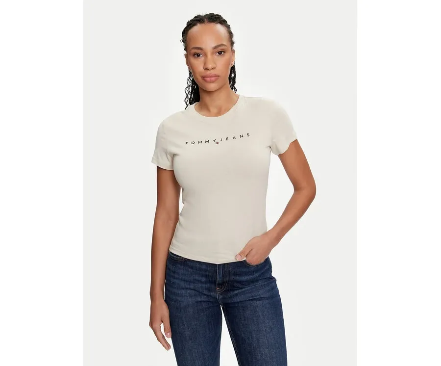 obrazek 1 Tommy Jeans T-Shirt Linear DW0DW18398 Beżowy Slim Fit