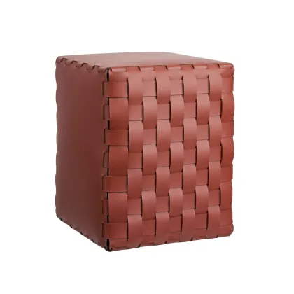 Zdjęcie Burgundowy skórzany stołek Bottega 35x35xH40 cm
