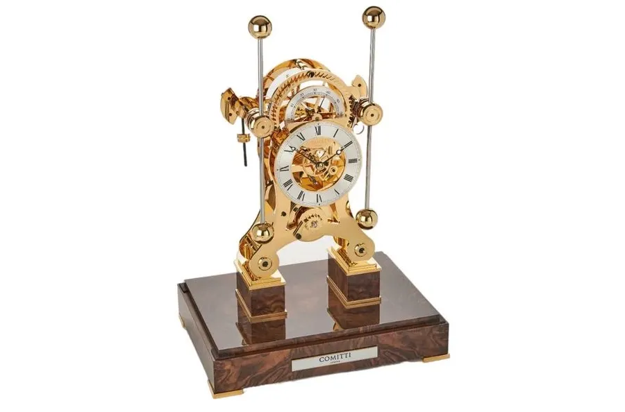obrazek 2 Fantastyczny zegar ozdobny z pozłacanym mechanizmem na biurko