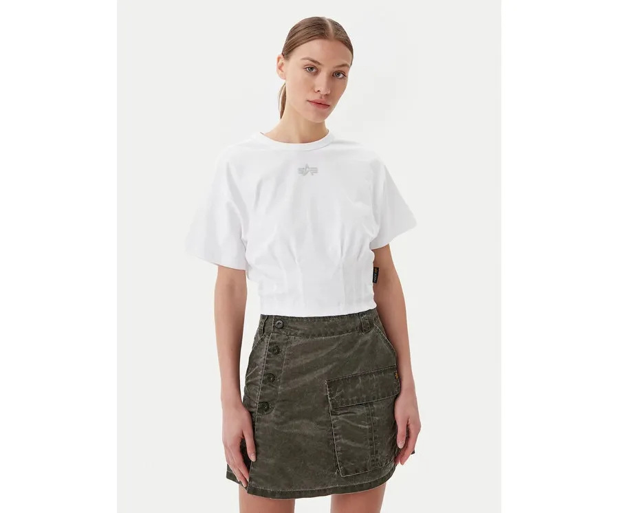 obrazek 1 Alpha Industries T-Shirt Waisted 148070 Biały Regular Fit