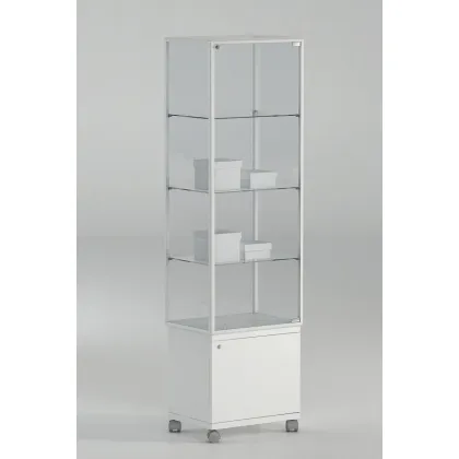 Picture Classic high display case with three shelves on wheels