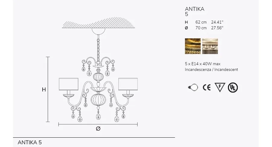 obrazek 3 Włoski stylowy żyrandol salonowy - Antika