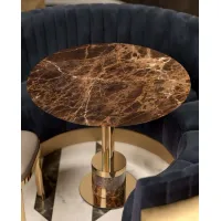 Zdjęcie Elitarny stolik z pozłacanego mosiądzu i marmuru - h. 75 cm, ø 70 cm